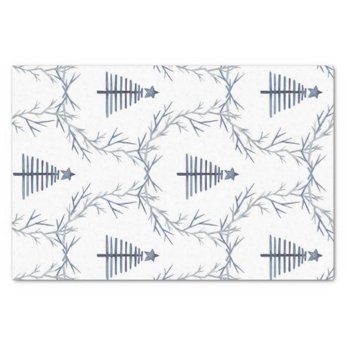 Rustic Blue Winter forest Nordic Scandi Christmas  Tissue Paper