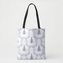 Rustic Blue Winter forest Nordic Scandi Christmas 