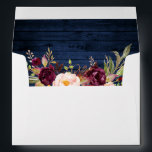 Rustic Blue Wood Burgundy Floral Invitation Envelope<br><div class="desc">Rustic Blue Wood and Watercolor Burgundy Floral Invitation Envelope</div>
