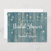 Rustic Blue Wood Fireflies Bridal Shower Invitation Postcard (Front/Back)