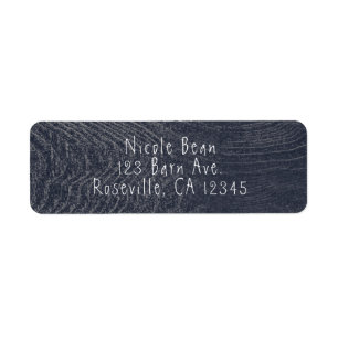 Rustic Blue Wood Grain Minimal Modern Barn Wedding Label