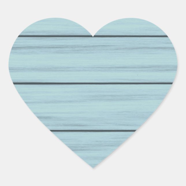  Rustic Blue Wood Heart Sticker Label (Front)