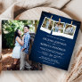 Rustic Blue Wood Photo Budget Wedding Invitation