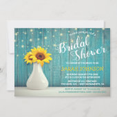 Rustic Blue Wood | Sunflower Bridal Shower Invitation (Front)