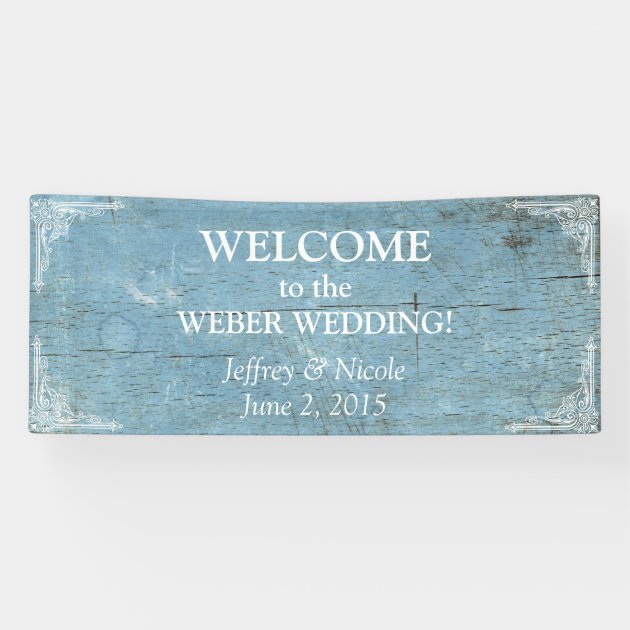 Rustic Blue Wood Wedding With Flourish Banner