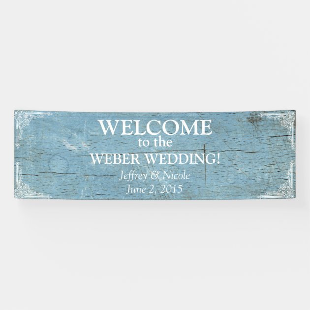 Rustic Blue Wood Wedding With Flourish Banner
