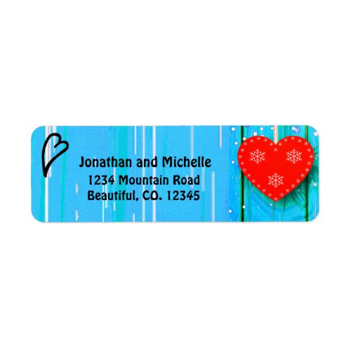 Rustic blue wood with red heart label