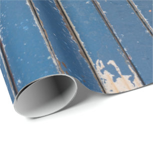 Rustic Blue Wood Wrapping Paper