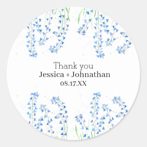 Rustic Bluebells Floral Watercolor Flowers  Classic Round Sticker