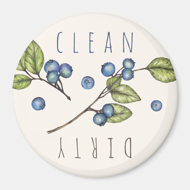 Rustic Blueberry Clean Dirty Magnet (Front)