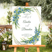 Rustic Blueberry Wedding Welcome Sign 