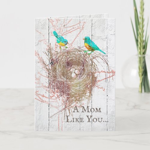 Rustic Bluebird Nest Mothers Day Card