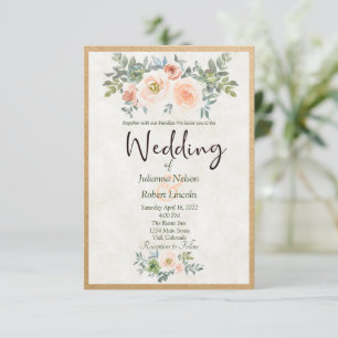 Rustic Blush and green watercolor floral wedding Invitation