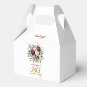 Rustic Blush Burgundy 80th Birthday Favor Boxes