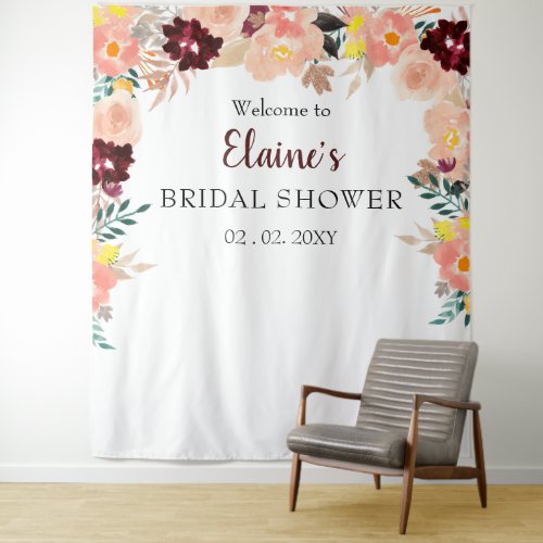Rustic Blush Burgundy Bridal Shower Backdrop