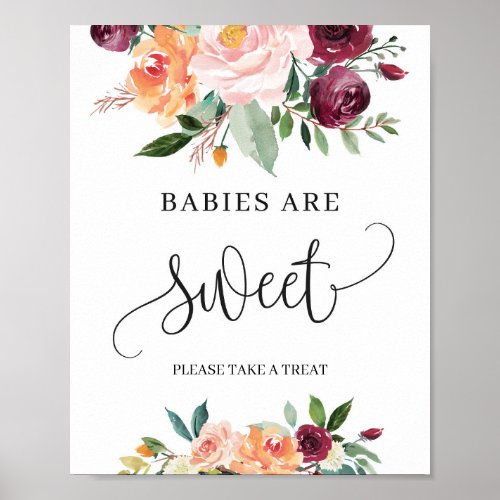 Rustic blush burgundy floral babies are sweet sign