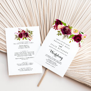 Rustic Blush Burgundy Floral Front & Back Wedding Invitation