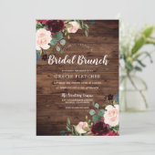 Rustic Blush & Burgundy Flowers Bridal Shower Invitation (Standing Front)