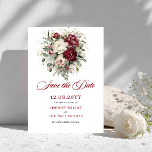 Rustic Blush Burgundy Greenery Save The Date