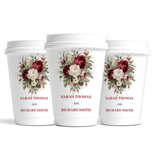 Rustic Blush Burgundy Greenery Wedding Cups