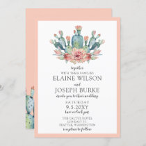 Rustic Blush Cacti Botanical Nature Desert Wedding Invitation