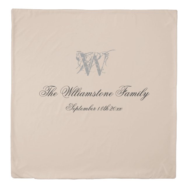  Rustic Blush Family Last Name Monogram Wedding  Duvet Cover (Front)