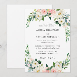 Rustic Blush Floral Arch Wedding Invitation