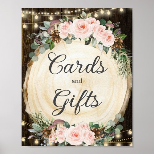 Rustic Blush Floral Enchanted Forest Cards  Gifts Poster