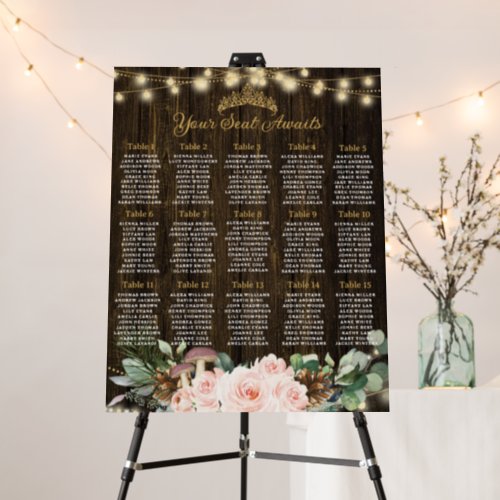 Rustic Blush Floral Enchanted Forest Seating Chart Foam Board