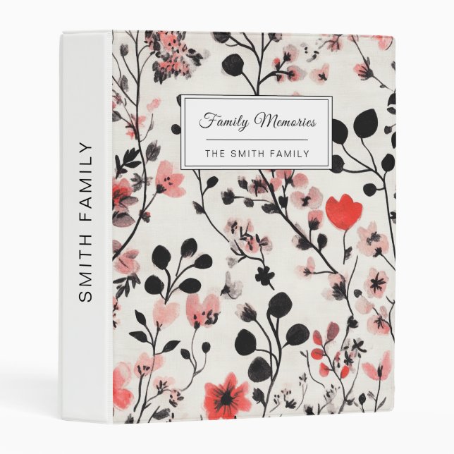 Rustic Blush Floral Linen Pattern (10) Mini Binder (Front/Spine)