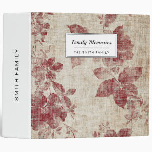 Rustic Blush Floral Linen Pattern (1) 3 Ring Binder
