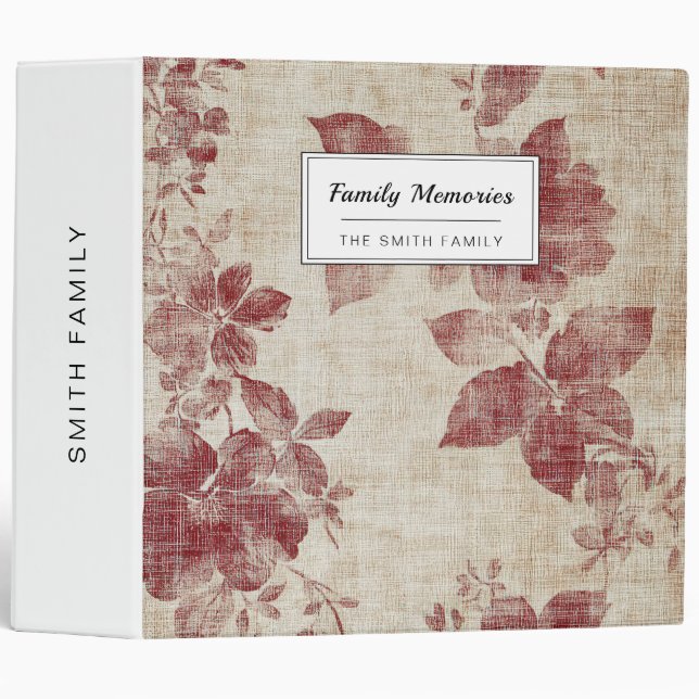 Rustic Blush Floral Linen Pattern (1) 3 Ring Binder (Front/Spine)