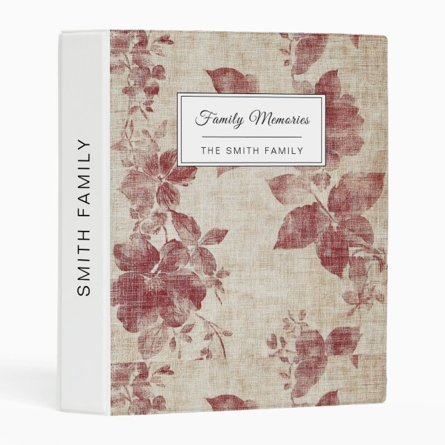 Rustic Blush Floral Linen Pattern (1) Mini Binder (Front/Spine)
