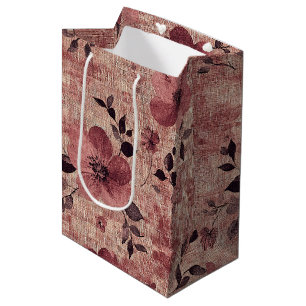 Rustic Blush Floral Linen Pattern (2) Medium Gift Bag