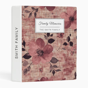Rustic Blush Floral Linen Pattern (2) Mini Binder
