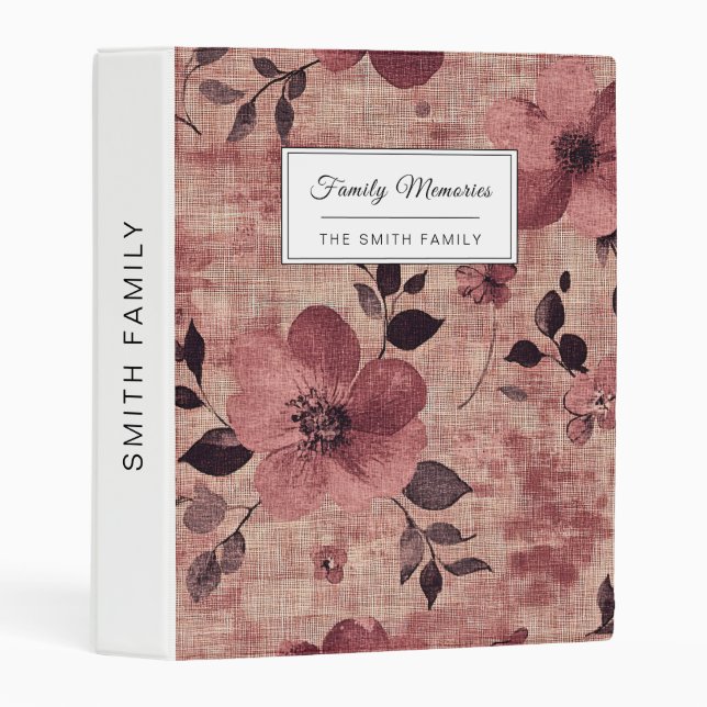 Rustic Blush Floral Linen Pattern (2) Mini Binder (Front/Spine)