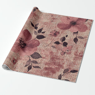 Rustic Blush Floral Linen Pattern (2) Wrapping Paper