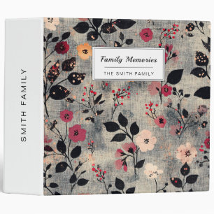 Rustic Blush Floral Linen Pattern (3) 3 Ring Binder