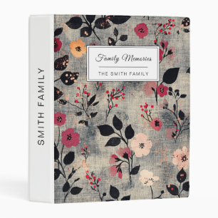 Rustic Blush Floral Linen Pattern (3) Mini Binder
