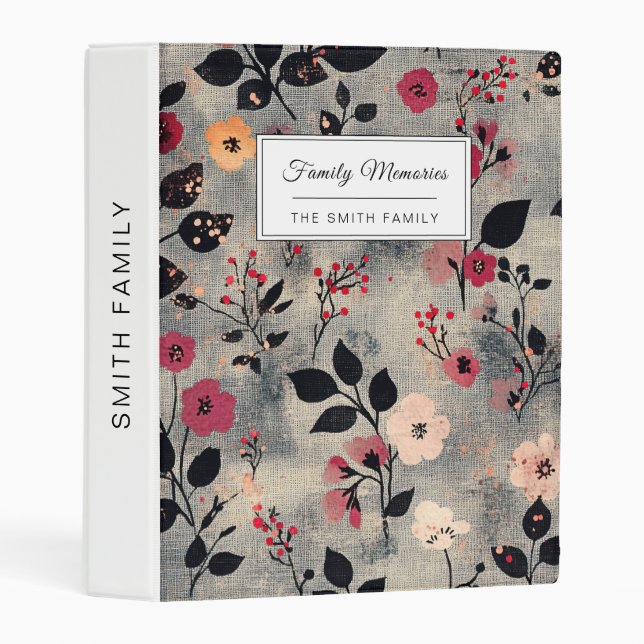 Rustic Blush Floral Linen Pattern (3) Mini Binder (Front/Spine)