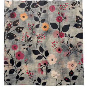 Rustic Blush Floral Linen Pattern (3) Shower Curtain