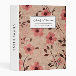 Rustic Blush Floral Linen Pattern (4) Mini Binder