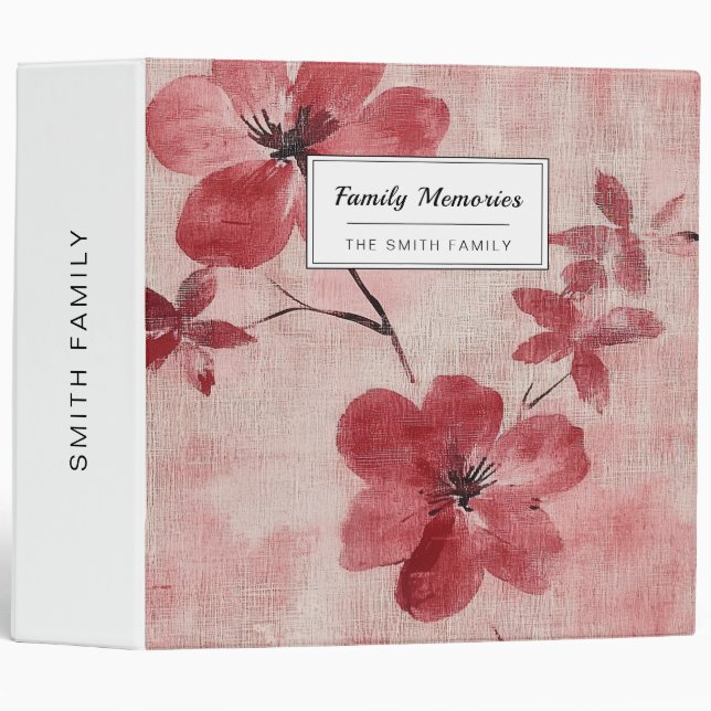 Rustic Blush Floral Linen Pattern (5) 3 Ring Binder (Front/Spine)