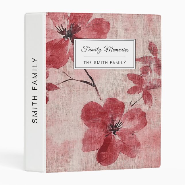 Rustic Blush Floral Linen Pattern (5) Mini Binder (Front/Spine)