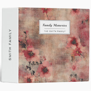 Rustic Blush Floral Linen Pattern (6) 3 Ring Binder
