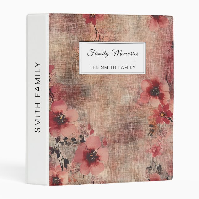 Rustic Blush Floral Linen Pattern (6) Mini Binder (Front/Spine)