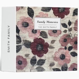Rustic Blush Floral Linen Pattern (7) 3 Ring Binder