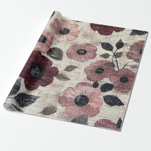 Rustic Blush Floral Linen Pattern (7) Wrapping Paper