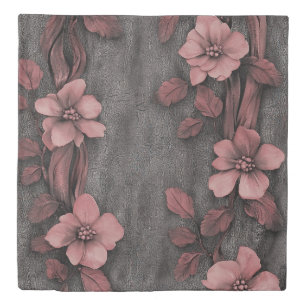 Rustic Blush Floral Linen Pattern (8) Duvet Cover