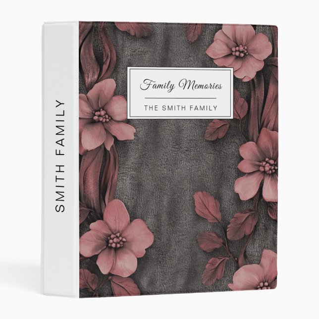 Rustic Blush Floral Linen Pattern (8) Mini Binder (Front/Spine)